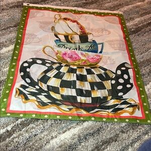MacKenzie-Childs Checkered Teapot Art with Green Border